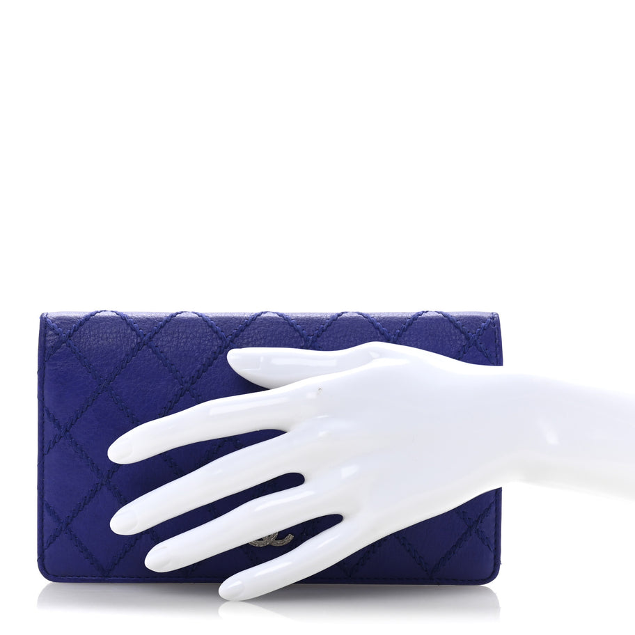 Chanel Calfskin Stitched Fancy CC Yen Wallet Blue Image 2