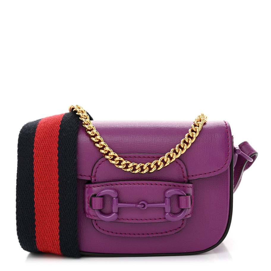 Gucci Azalea Calfskin Web Monochrome Horsebit 1955 Wallet On Strap Purple Image 1