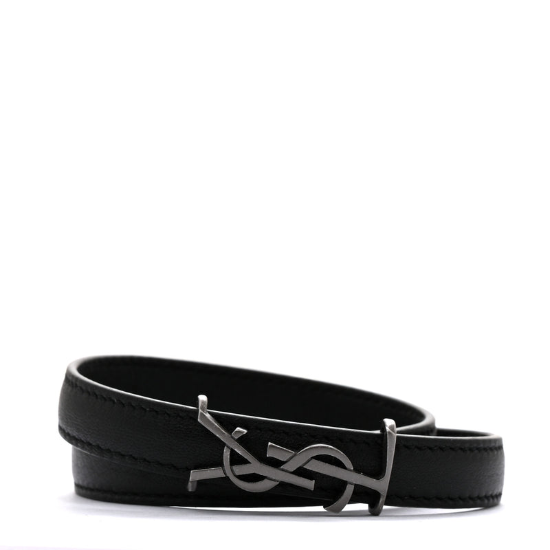  Saint Laurent Calfskin Opyum Double Wrap Bracelet Black