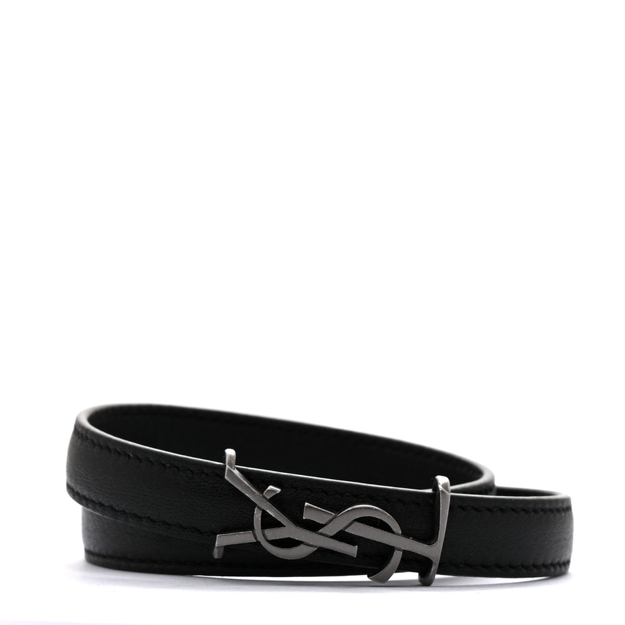 Saint Laurent Calfskin Opyum Double Wrap Bracelet Black Image 1