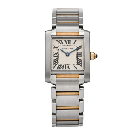  Cartier Stainless Steel 18K Yellow Gold 20mm Tank Francaise Quartz Watch