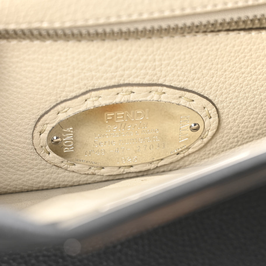 Fendi Cuoio Romano Selleria Bi-Color Medium Peekaboo Iconic Satchel Asfalto Latte Image 6