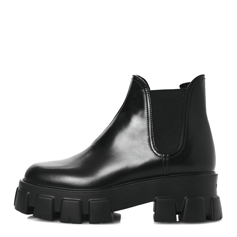  Prada Spazzolato Rois Monolith Chelsea 55mm Ankle Boots 41 Black