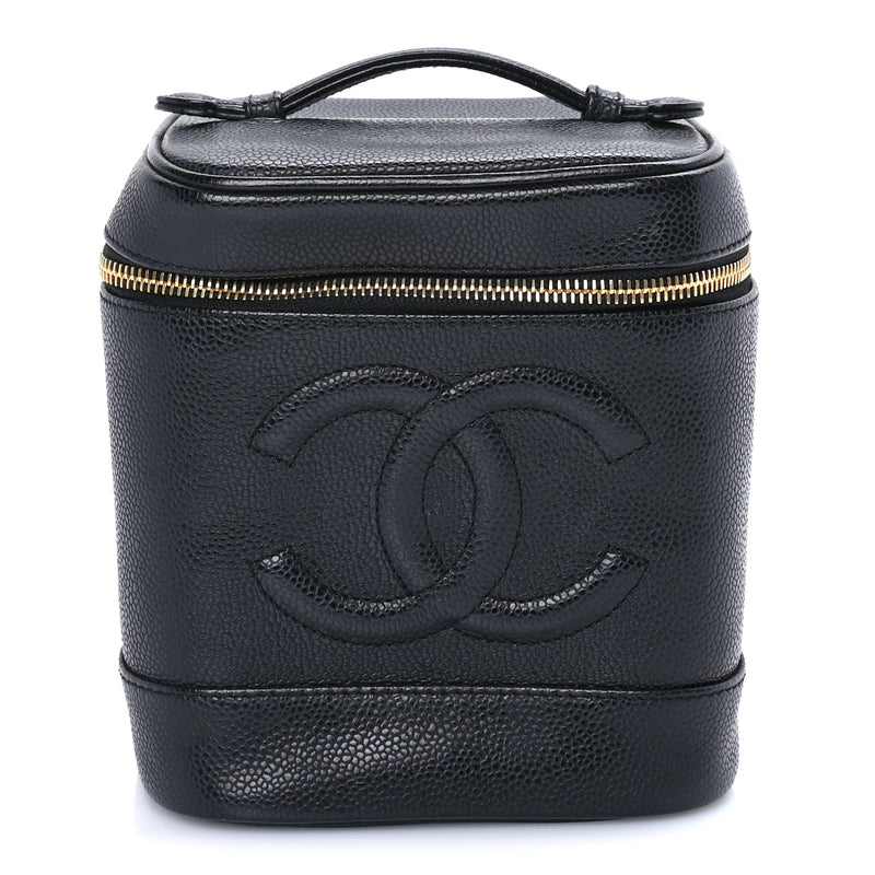  Chanel Caviar Vanity Cosmetic Case  Black