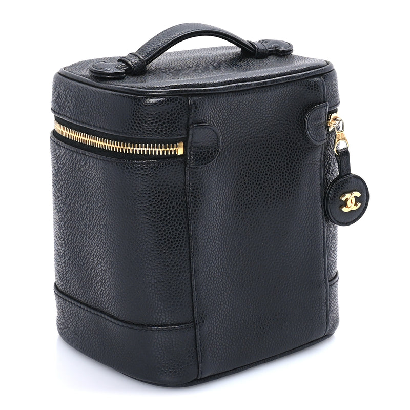  Chanel Caviar Vanity Cosmetic Case  Black