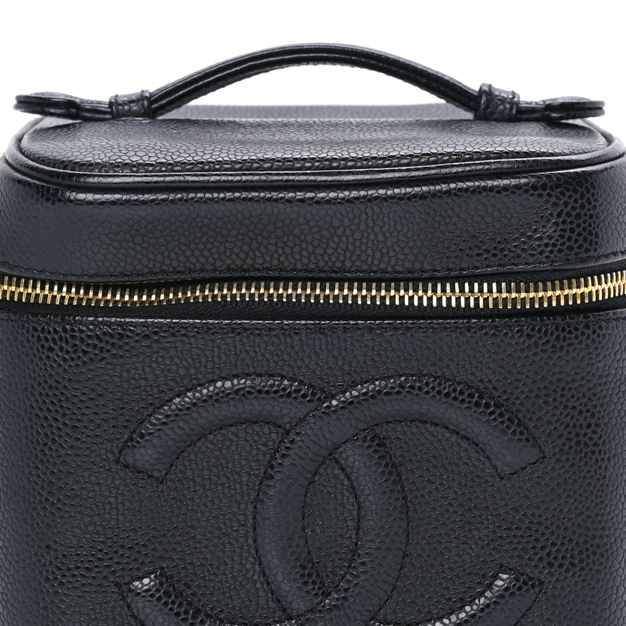 Chanel Caviar Vanity Cosmetic Case  Black Image 7