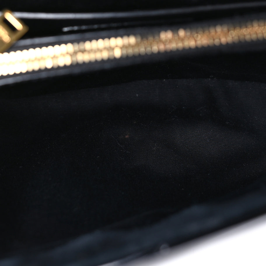 Saint Laurent Patent Y Quilted Monogram Small Loulou Chain Satchel  Black Image 4