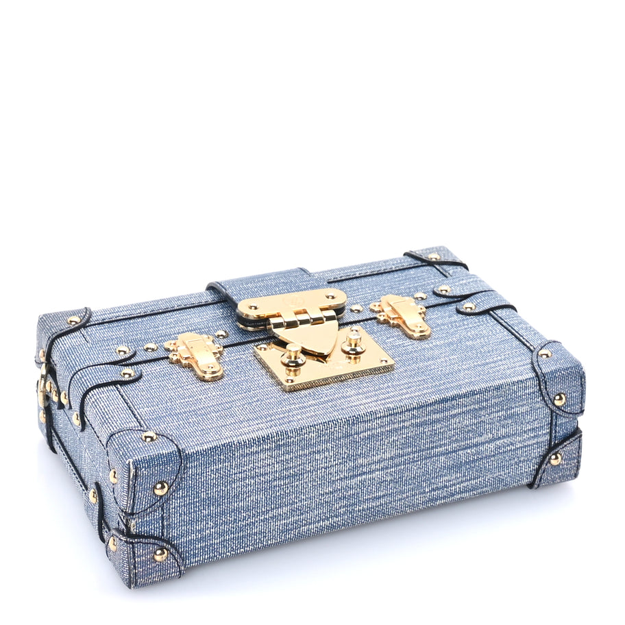 Louis Vuitton Coated Canvas Denim Petite Malle Blue Image 3