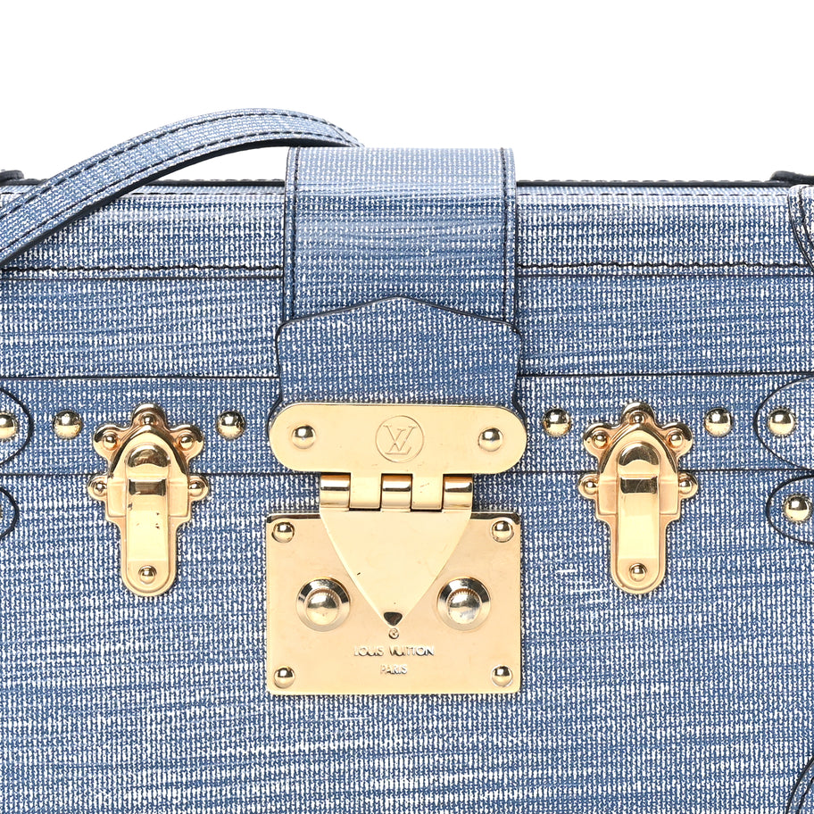 Louis Vuitton Coated Canvas Denim Petite Malle Blue Image 6