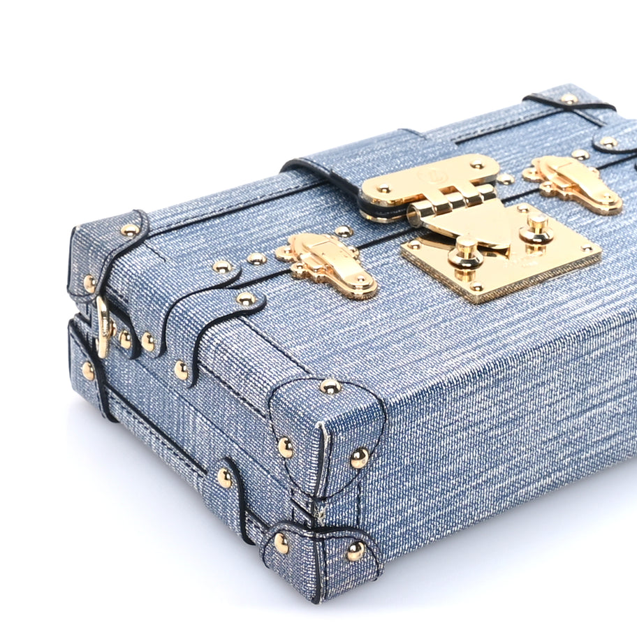 Louis Vuitton Coated Canvas Denim Petite Malle Blue Image 7