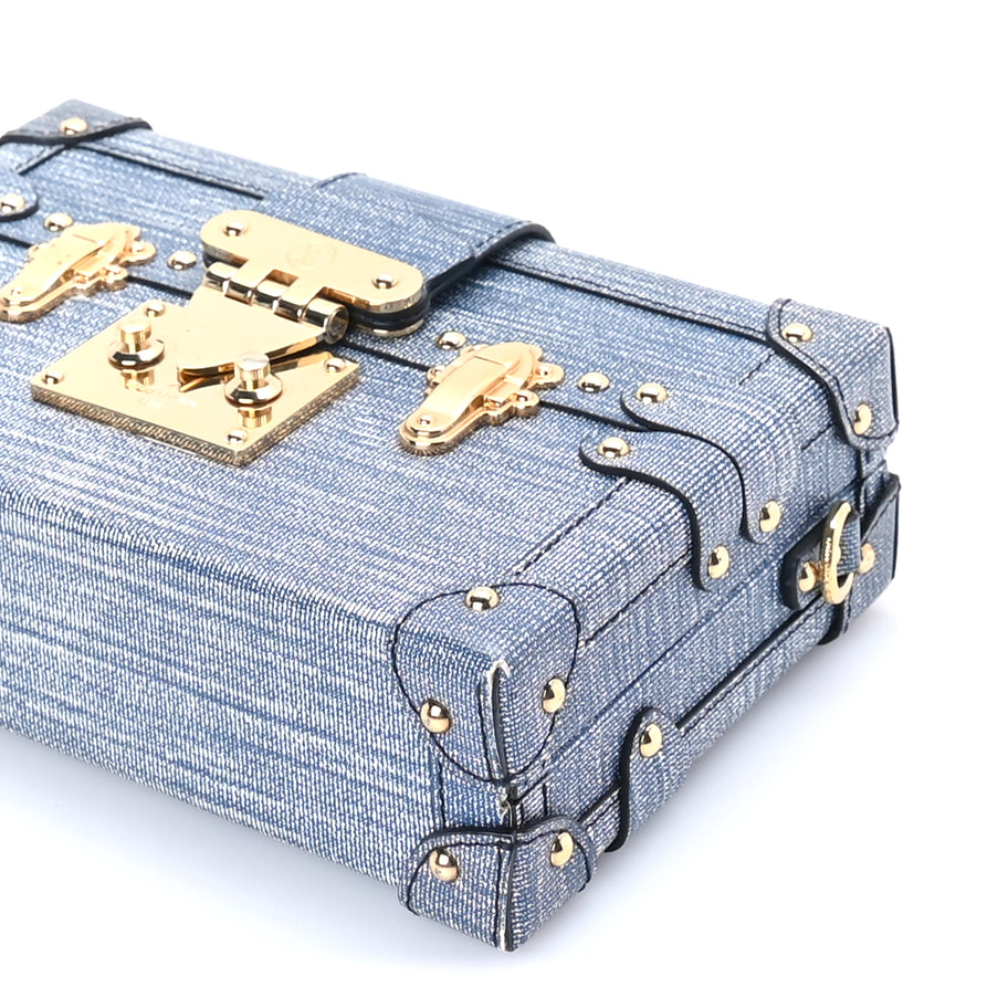Louis Vuitton Coated Canvas Denim Petite Malle Blue Image 8
