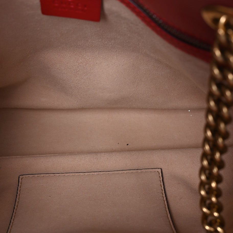 Gucci Calfskin Matelasse Medium GG Marmont Shoulder Bag Hibiscus Red Image 4