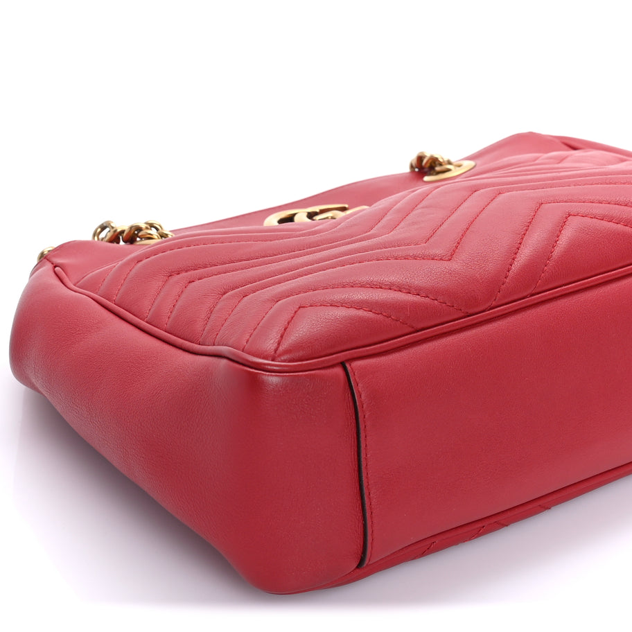 Gucci Calfskin Matelasse Medium GG Marmont Shoulder Bag Hibiscus Red Image 7