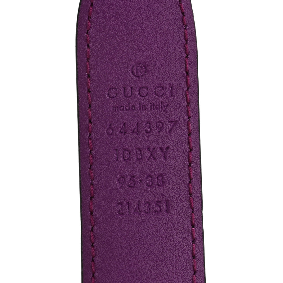 Gucci Efesto Leather Womens Horsebit 15/23mm Belt 95 38 Purple Image 5
