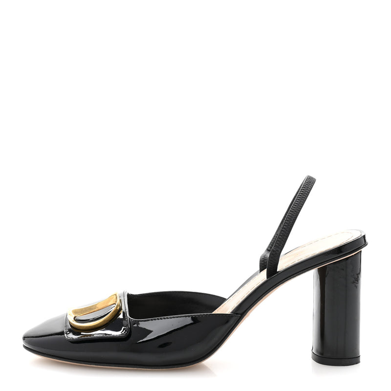  Christian Dior Patent C'est Dior Slingback Pumps 38 Black