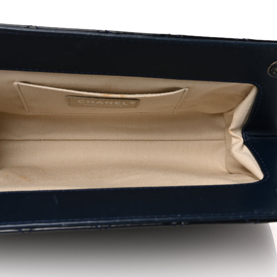 Chanel Patent CC Quilted Timeless Clutch Navy Image 5