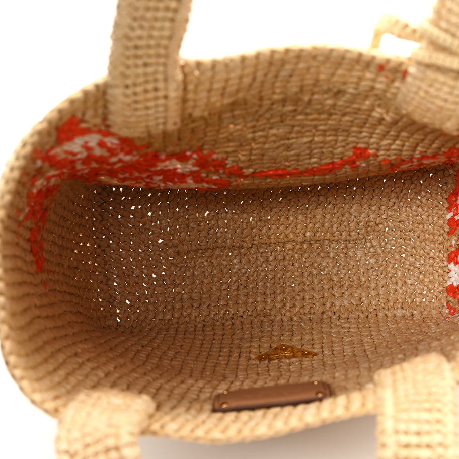 Prada Raffia Floral Small Logo Tote Naturale Arancio Naturale Arancio Image 5