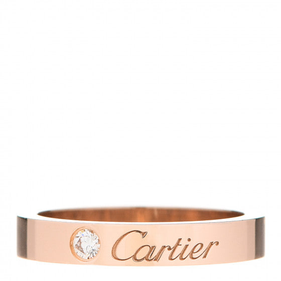  Cartier 18K Pink Gold Diamond 3mm C De Wedding Band Ring 46 3.75