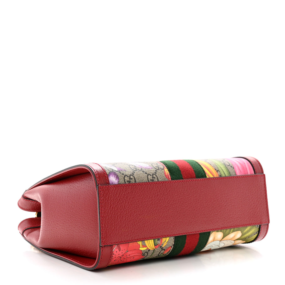 Gucci GG Supreme Monogram Flora Web Small Ophidia Tote Bag Red Image 4