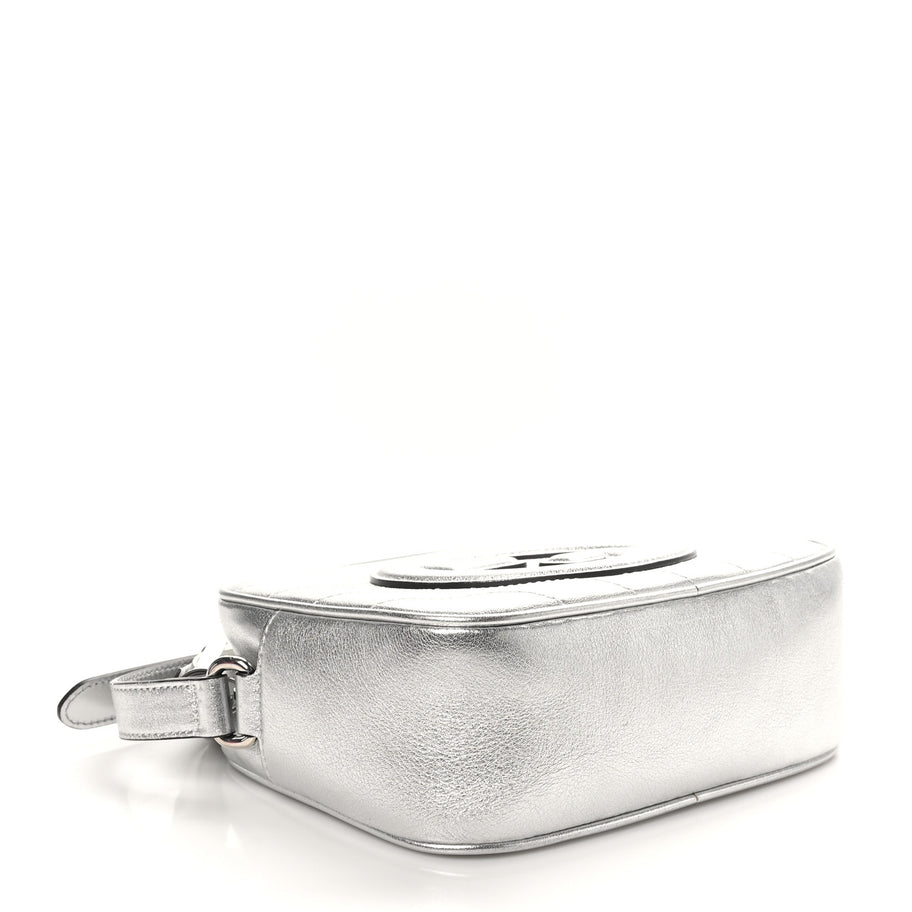 Gucci Metallic Sakai Be Green Calfskin Diagonal Stitched Small Blondie Shoulder Bag Silver Image 4