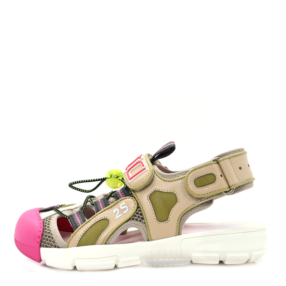 Gucci Mesh Fabric Tinsel Sport Sandals 36 Loess Sand Box Pink Image 1