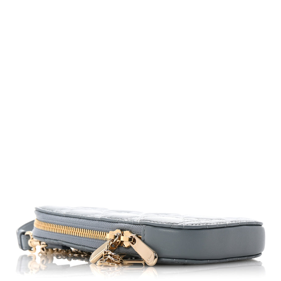 Christian Dior Lambskin Cannage Lady Dior Phone Holder Cloud Blue Image 4