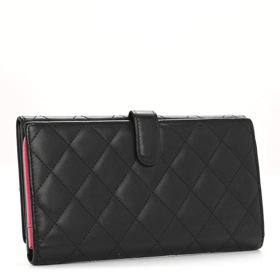 Chanel Calfskin Quilted Cambon Long Double Wallet Black Image 3