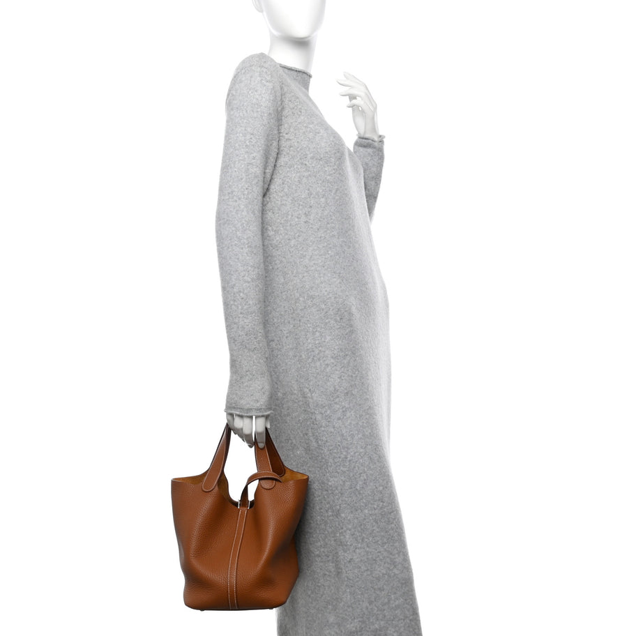 Hermes Taurillon Clemence Picotin Lock 22 MM Gold Image 2