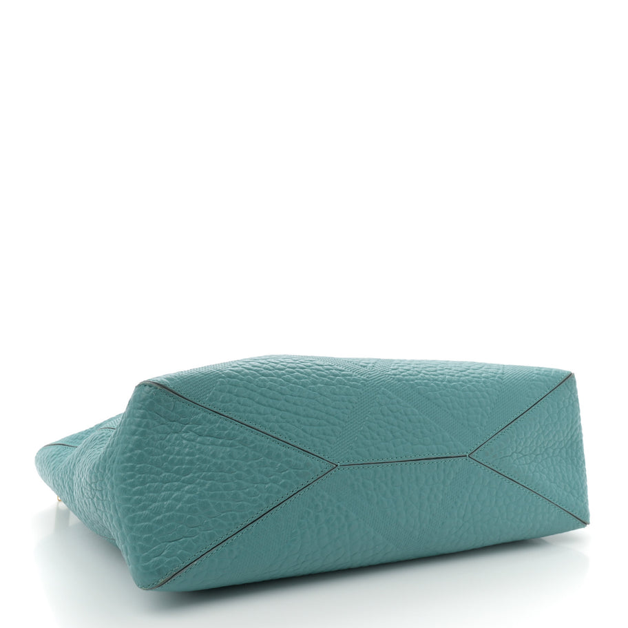 Burberry Heritage Grain Check Embossed Medium Dewsbury Tote Turquoise Image 4