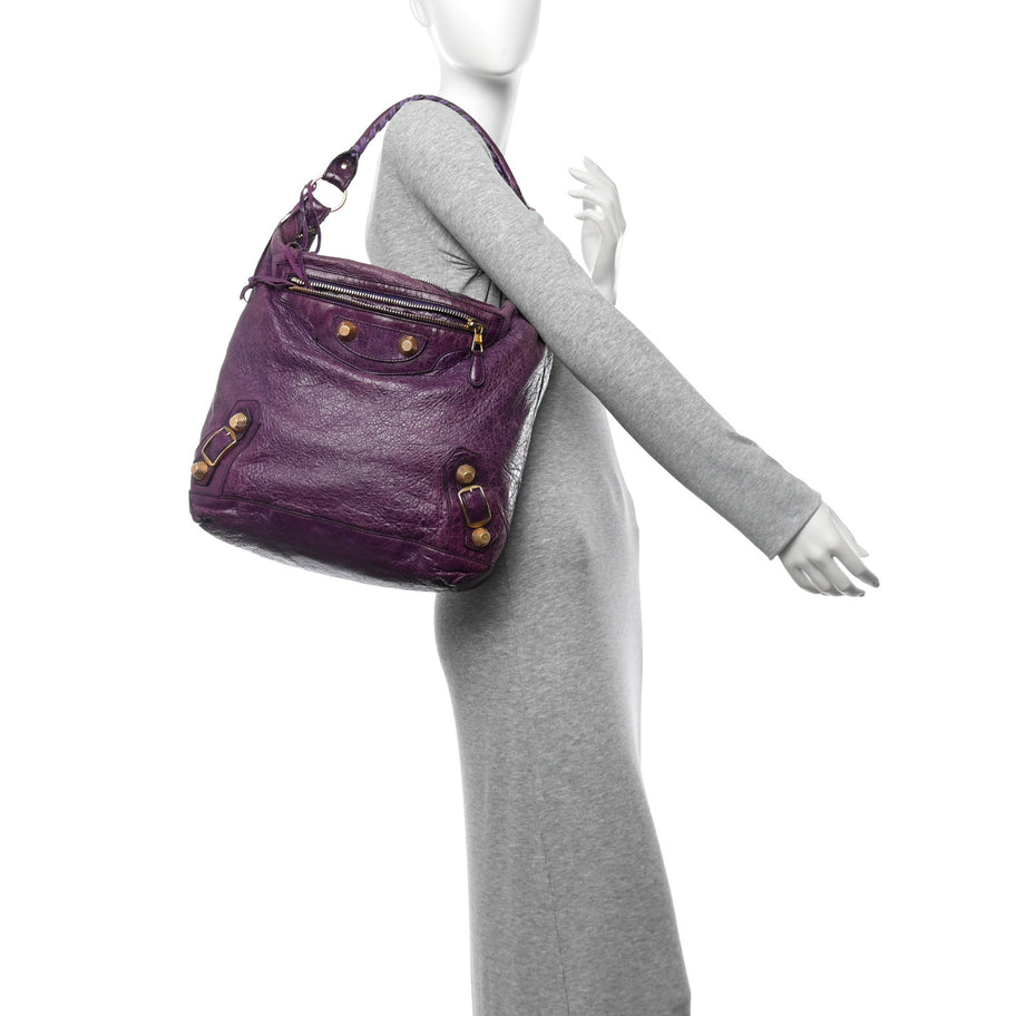 Balenciaga Agneau Giant 21 Gold Hardware Day Hobo Raisin Image 2