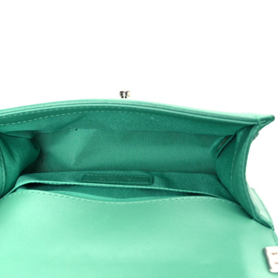 Chanel Lambskin Rubber Quilted Small Tone Boy Flap Green Black Image 5