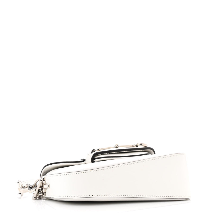 Gucci Calfskin Mini Horsebit 1955 Asymmetric Shoulder Bag White Image 4