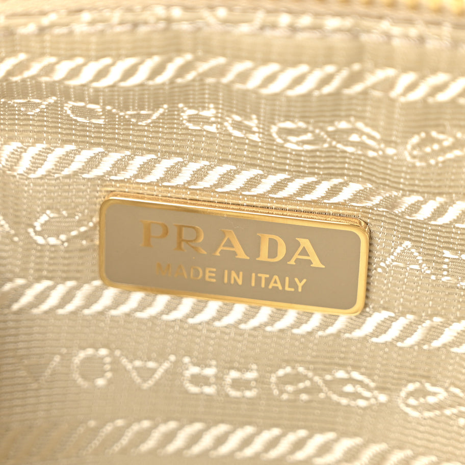 Prada Shearling Symbole Mini Triangle Bag Ecru White Image 6