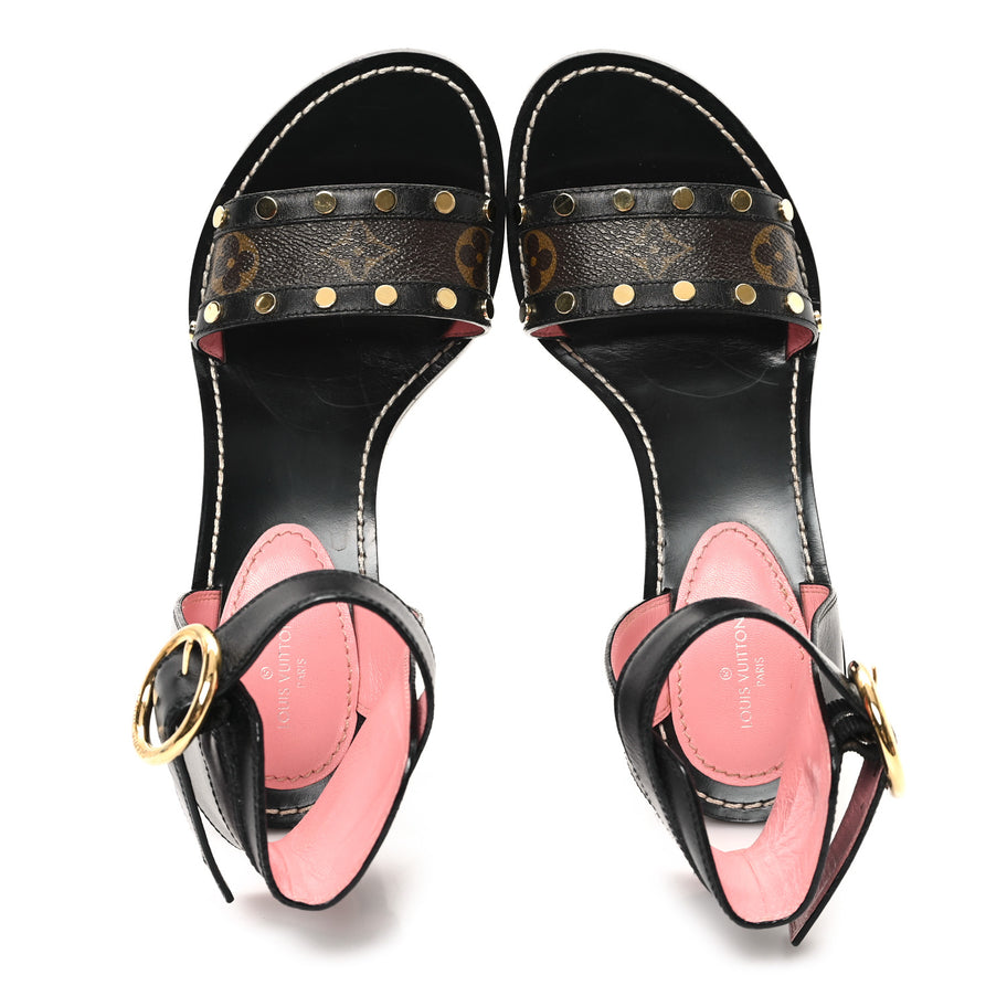Louis Vuitton Calfskin Monogram Passenger Sandals Black Image 2