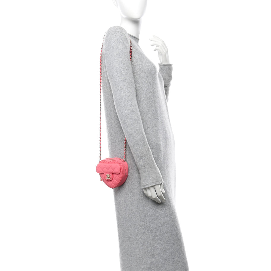 Chanel Lambskin Quilted CC In Love Heart Clutch With Chain Pink Image 2
