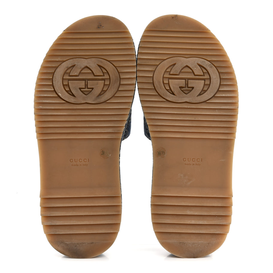 Gucci New Denim GG Monogram Angelina Platform 55mm Slide Sandals 36.5 Blue Tea Image 6