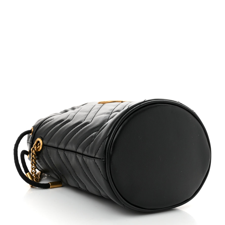 Gucci Calfskin Matelasse Mini GG Marmont 2.0 Bucket Bag Black Image 4