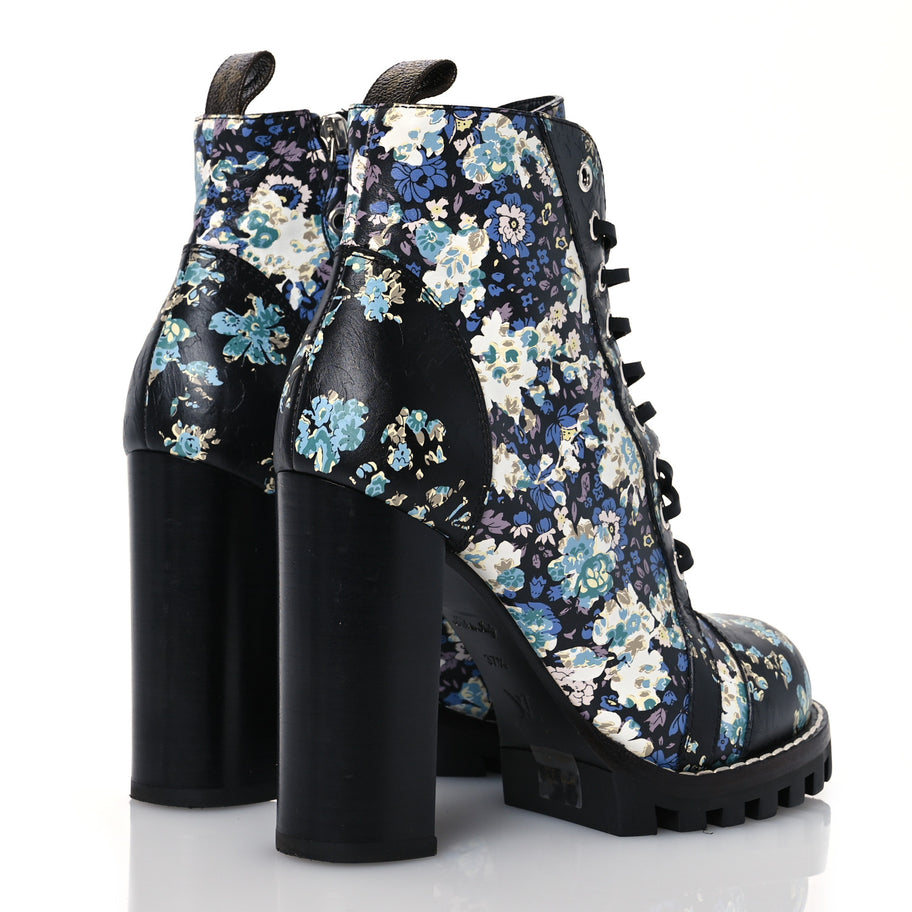 Louis Vuitton Calfskin Floral Star Trail Ankle Boots Black Image 4