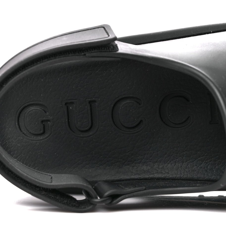 Gucci Soft Rubber Mens Horsebit Platform Slingback Sandals 9 Black Image 7