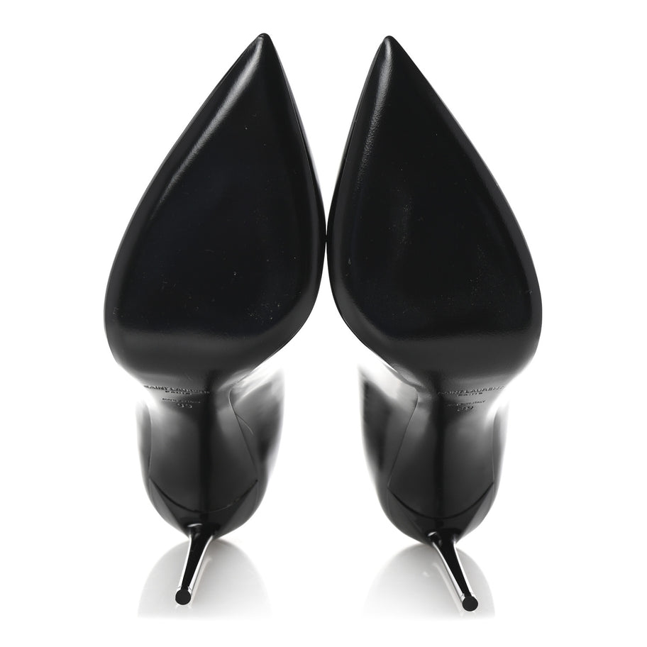 Saint Laurent Patent Calfskin Teddy High Vamp 105 Pumps 39 Black Image 6