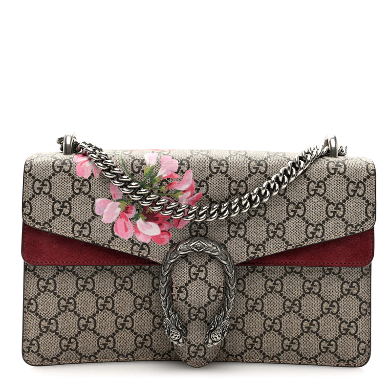  Gucci GG Supreme Monogram Blooms Small Dionysus Shoulder Bag Beige Multicolor Dry Rose