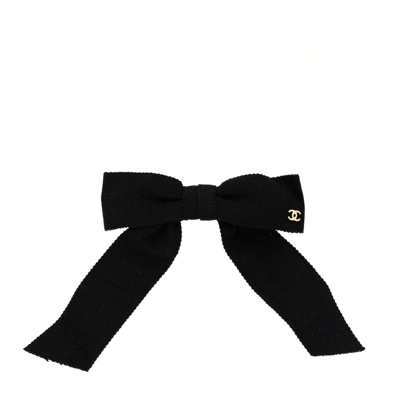  Chanel Grosgrain Bow CC Hair Clip Black