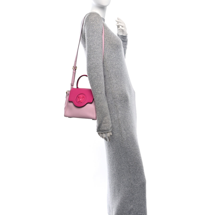 Versace Calfskin Medusa Small Top Handle Handbag Fuxia Light Pink Image 2