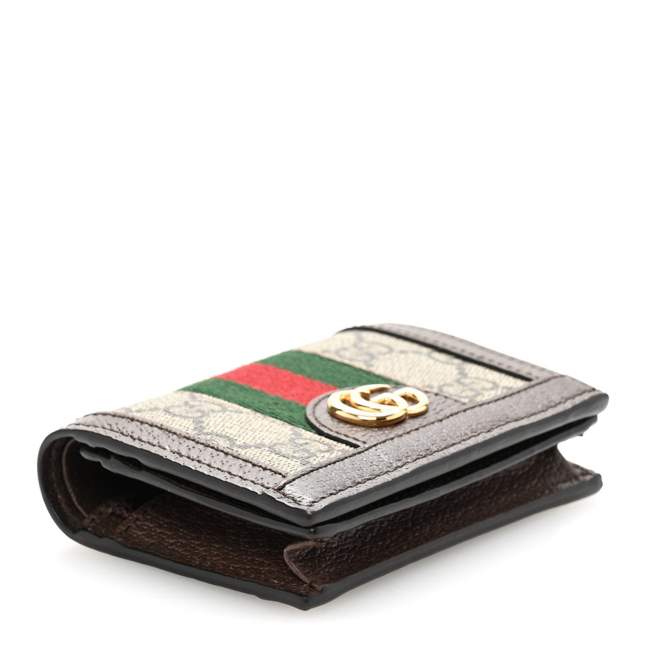 Gucci GG Supreme Monogram Web Ophidia Card Case Beige New Acero Image 4
