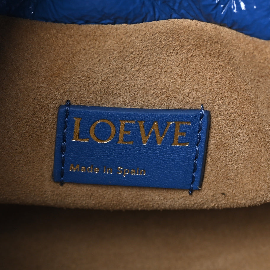 Loewe Crackle Patent Calfskin Medium Flamenco Knot Bag Royal Blue Image 6