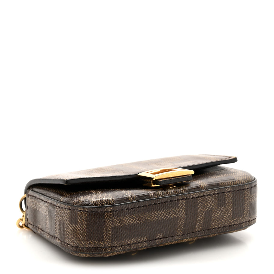 Fendi Glazed Fabric FF 1974 Nano Baguette Belt Charm Mogano Panna Image 4