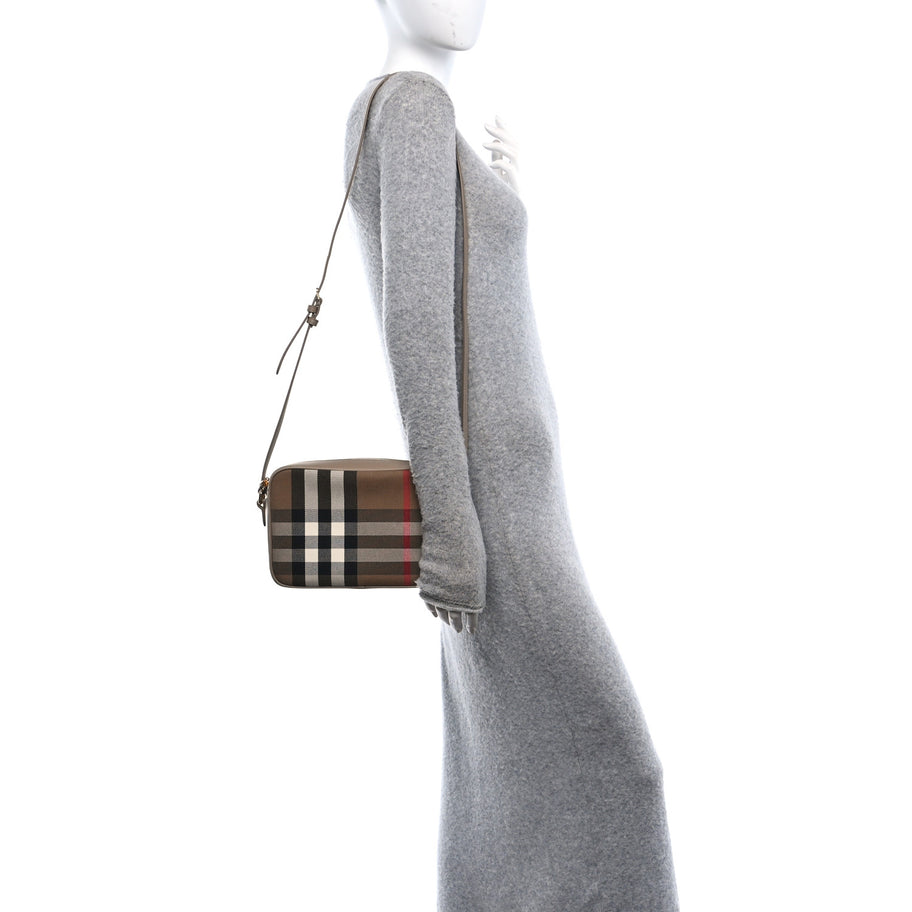 Burberry Calfskin House Check Medium Camera Bag Chestnut Beige Image 2