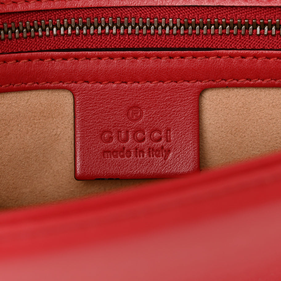 Gucci Calfskin Matelasse Small GG Marmont Top Handle Shoulder Bag Hibiscus Red Image 6