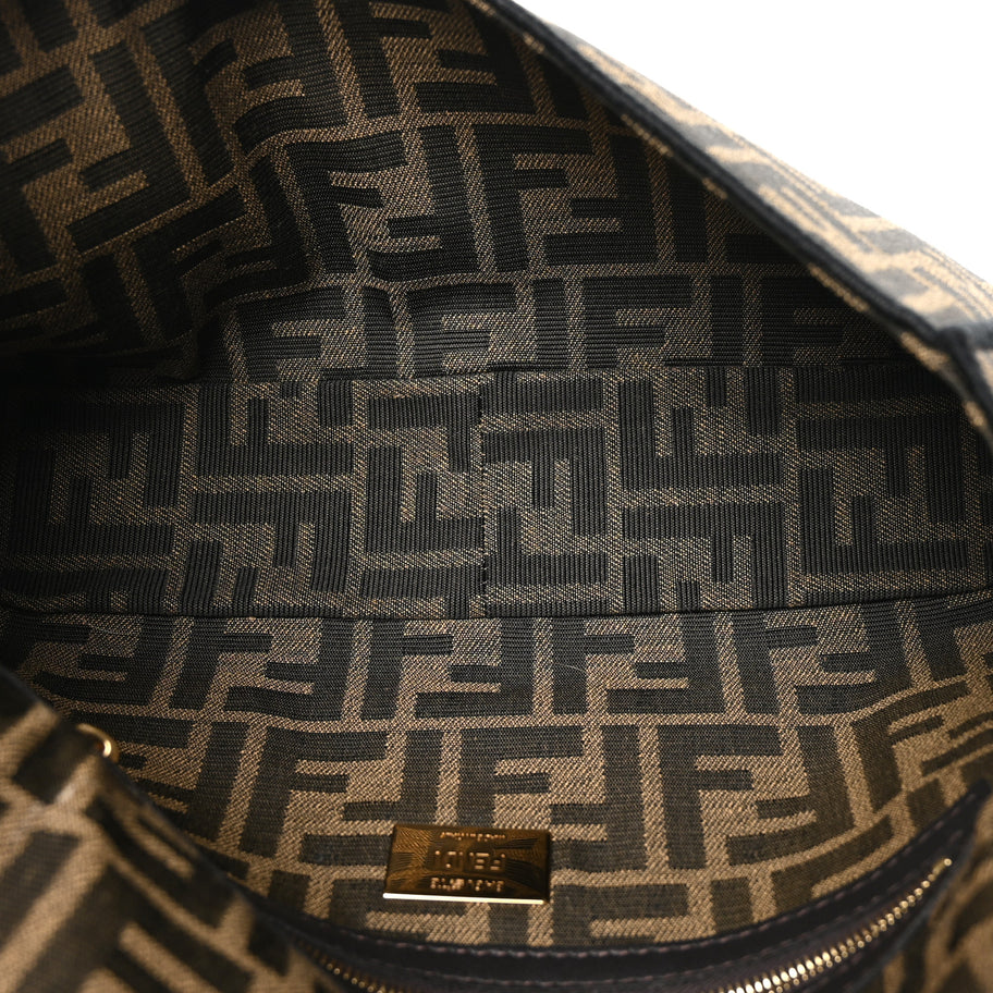Fendi Fabric Jacquard FF 1974 Medium Baguette Tobacco Moro Black Image 5