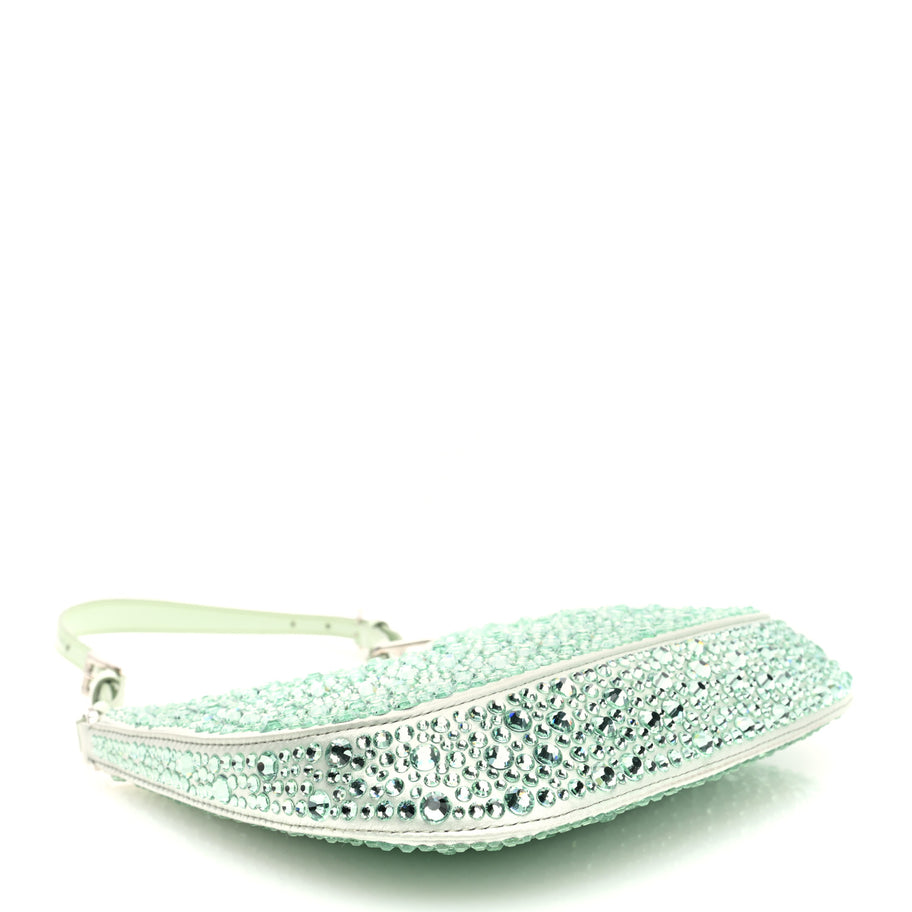 Prada Satin Crystal Cleo Adjustable Strap Shoulder Bag Acqua Image 4